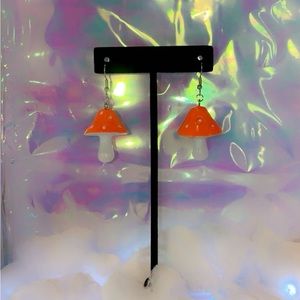 Mushroom Earrings, about the size of a quarter mushroom top!